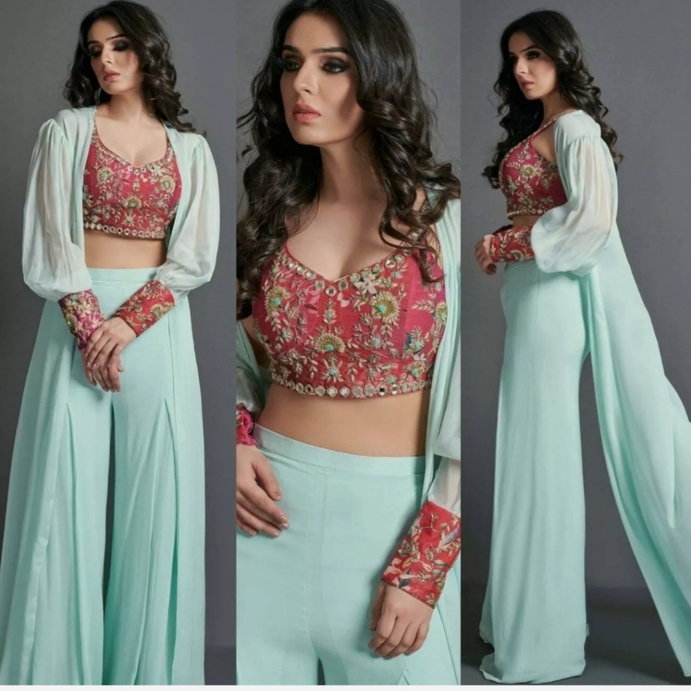 Indian dress palazzo kurti blouse w/ Jacket salwar